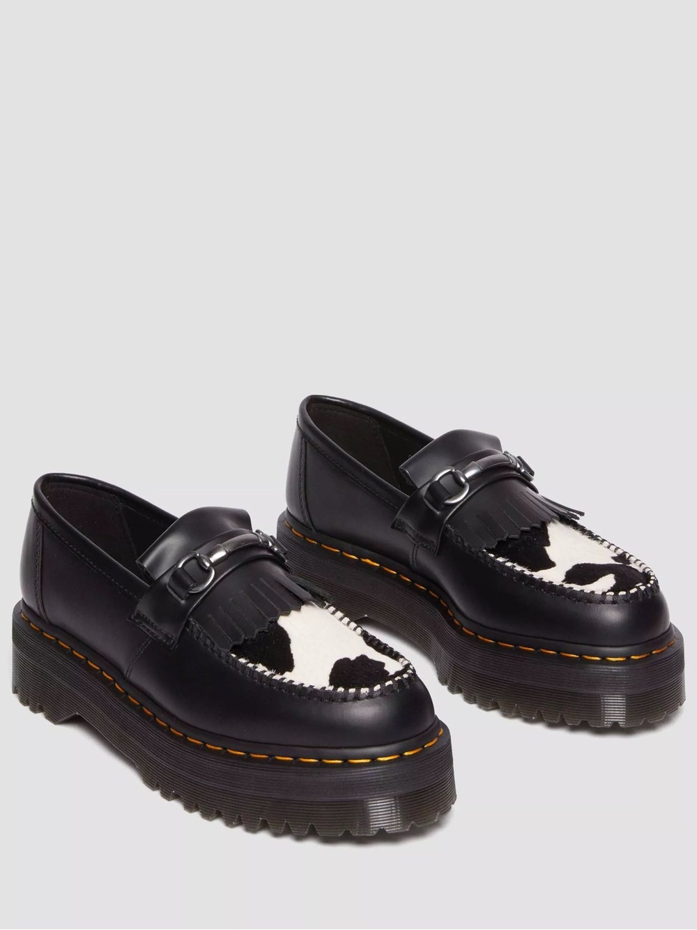 Dr. Martens ADRIAN SNAFFLE
HAIR-ON LEATHER COW PRINT KILTIE LOAFERS